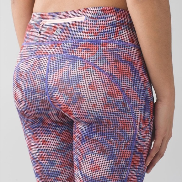 Lululemon Circa 2016 Speed Light Checker Blooms Full Length Zipper Back Leggings - Picture 2 of 7